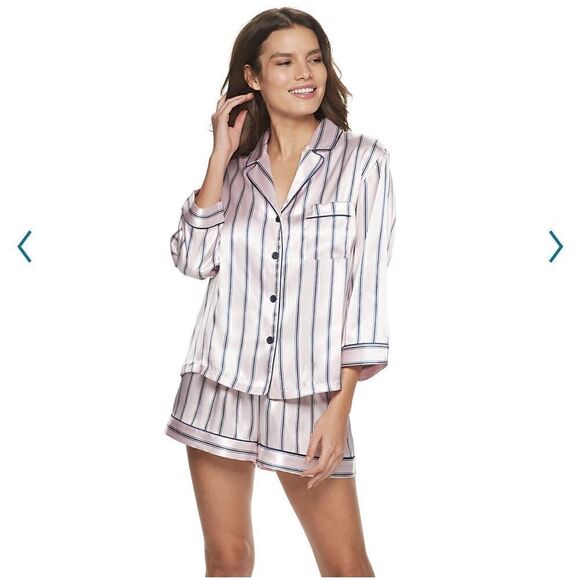 Apt. 9 striped women's satin pajama set (medium) - Picture 1 of 9
